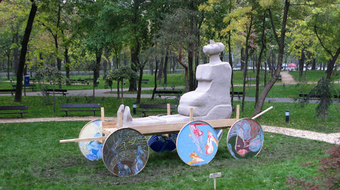 a4 Man in Charriot Kiseleff park Bucharest 2007