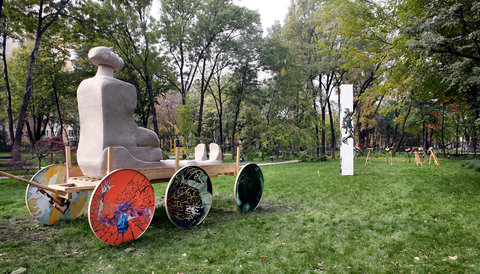 a3 Man in Charriot Kiseleff park Bucharest 2007