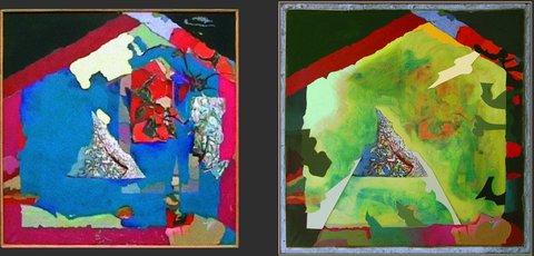l1 acrylic on canvas 116x116cm 2004 before Florin l2 colage 119x116cm 2006 after Andrei